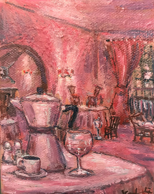 Henry Kondracki RSA Restaurant (After the Customers Have Gone), 2021 Oil on canvas 13 x 10 cm