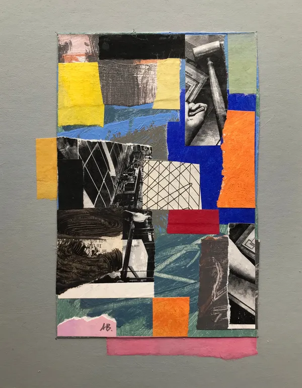 Alfons Bytautas RSA Mythos 5 Mixed media collage on card 25 x 19.5 cm