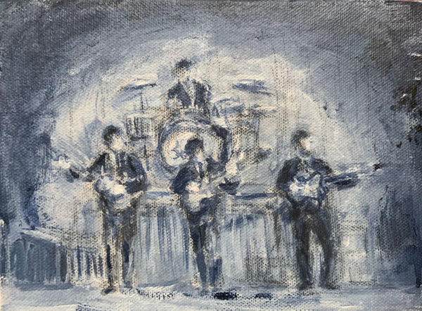 Henry Kondracki RSA The Beatles at the London Palladium Oil on canvas 15 x 20 cm