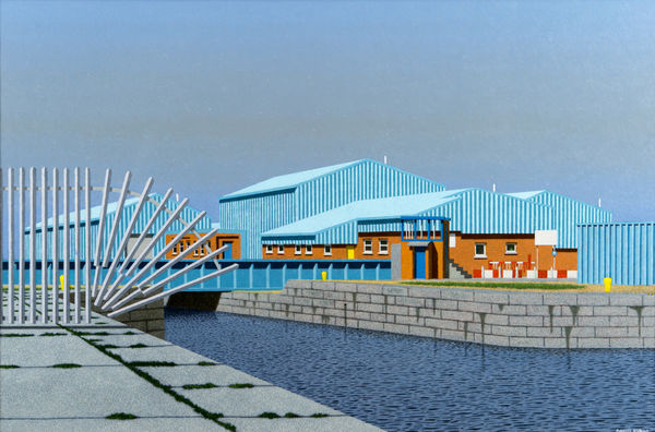 David Evans RSA Blue Sheds in Leith Acrylic 50 x 74 cm