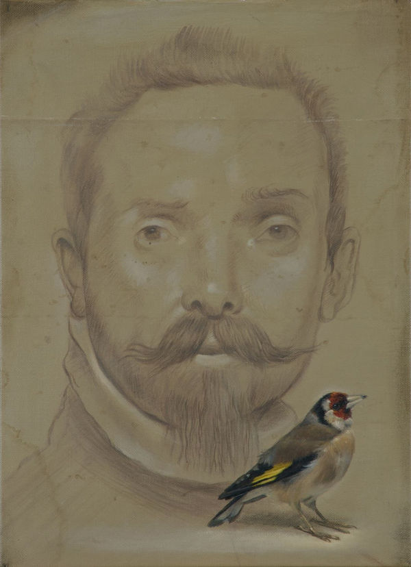 Derrick Guild RSA Natural History no.8, after Carracci Oil and acrylic on linen Image: 36 x 26 cm Frame: 53 x 32 cm