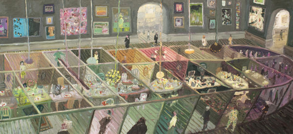 Robbie Bushe RSA The Annual Dinner Oil on panel 40 x 87 cm