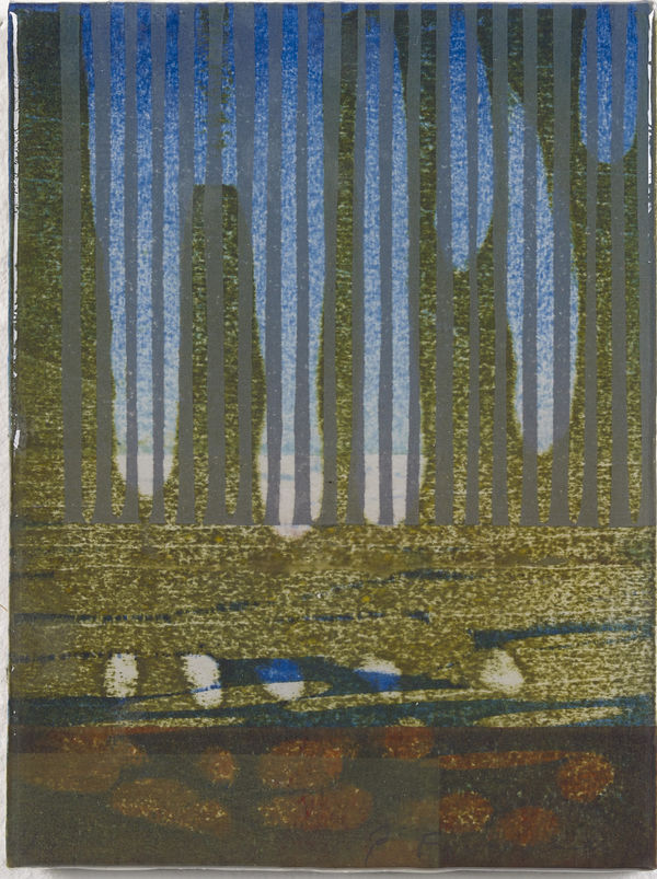 Paul Furneaux RSA Haar Mokuhanga on panel with resin 15 x 11 cm