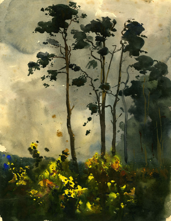 William Gillies RSA Broadwoodside, c. 1917 pencil and watercolour on paper 29.5 x 23.5cm (support)