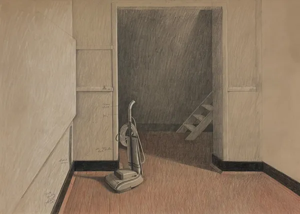 David Evans RSA The Vacuum Pencil on paper Image: 36 x 48 cm Frame: 62 x 72 cm
