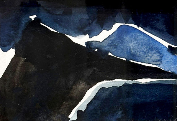 Marian Leven RSA Blue Morning over the Bay Watercolour 10 x 15 cm