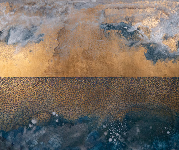 Samantha Clark West, 2024 Acrylic, mica and brass leaf on cradled board 51 x 61 cm