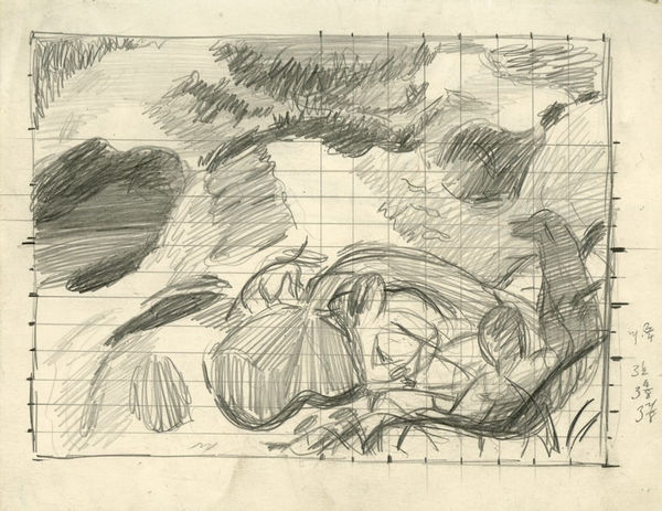William Gillies RSA Picnic On The Beach, Morar I, c.1932-34 Pencil on paper 17.9 x 22.8 cm (sight)