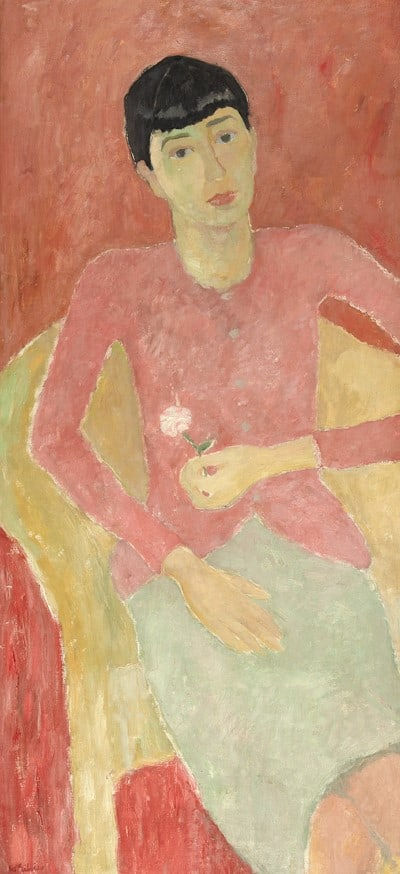 William Gillies RSA Portrait of Margory Porter 1, c.1935 Oil on canvas 127.5 x 57 cm (sight) 143.2 x 72 cm (frame)