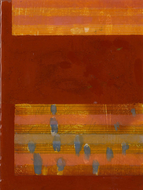 Paul Furneaux RSA Rain Sounds Mokuhanga and mixed media on panel with resin 30 x 22.5 x 3 cm