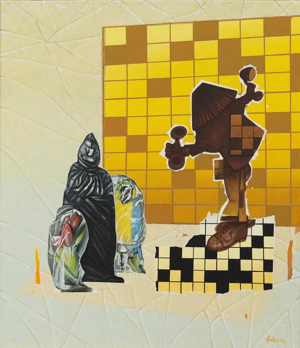 Ronald Forbes RSA Everyman: Puzzling over the Familiar, 2022 Acrylic on linen 76 x 66 cm