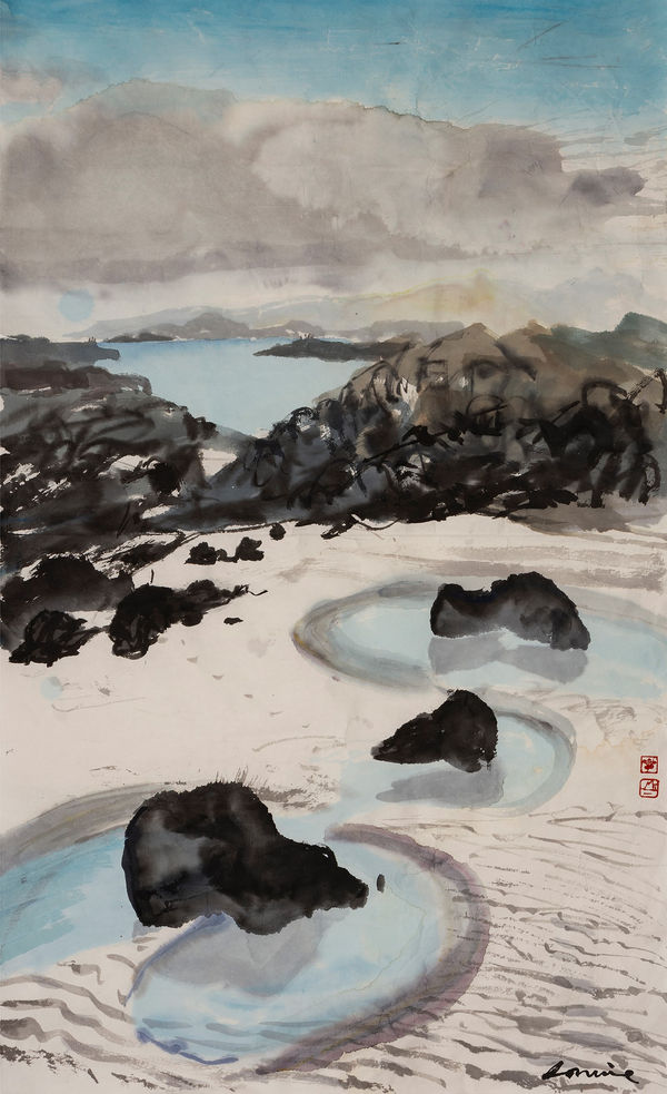 Kate Downie RSA Small Isles Watercolour on Xuan paper 99 x 60 cm