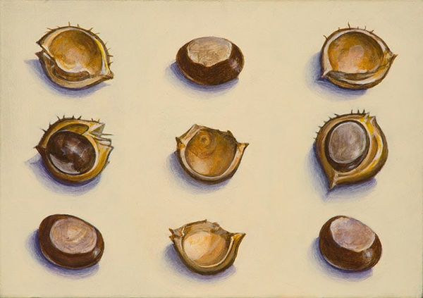 James H. Fairgrieve RSA Chestnuts Acrylic on board 20 x 14 cm