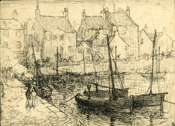 William Gillies RSA Newhaven 1922, 1922 etching on paper 12.6 x 17.2cm (plate size)