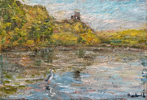 Henry Kondracki RSA Heron Oil on canvas 10 x 15 cm