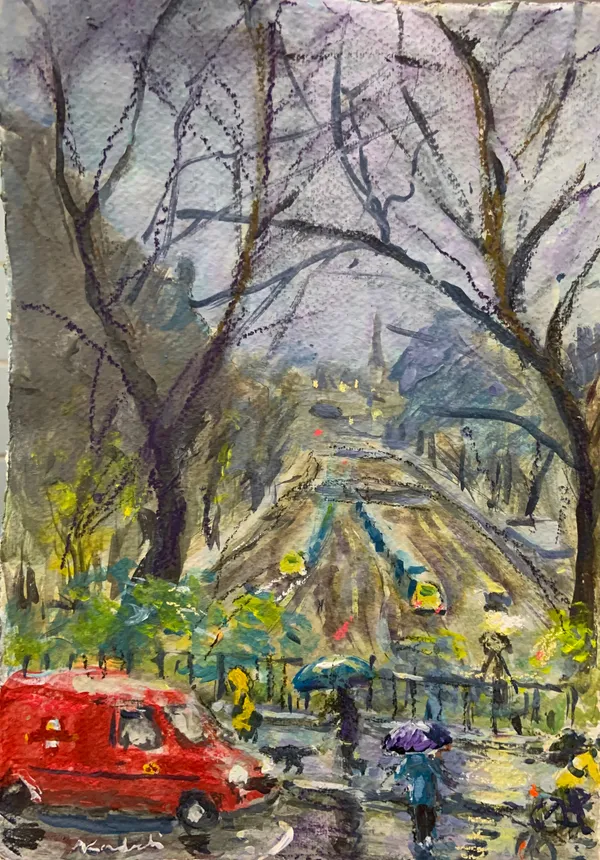 Henry Kondracki RSA Foot of the Mound Mixed media on paper 30 x 21 cm