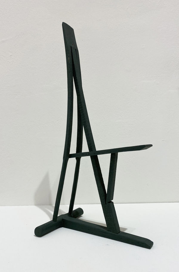 Keith Rand RSA 1/4 scale maroon maquette with seed-pod spine for 3-seater bench Glasgow MOMA seating, around 1995 Oak wood, copper roves, brass screws, maroon paint