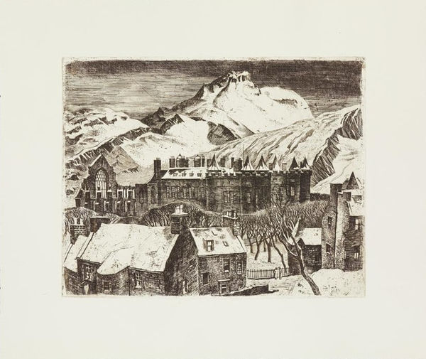 William Wilson RSA, printed by Leena Nammari RSA (Elect) Holyrood in Snow, 2019 [undated] Etching and drypoint Image: 23.7 x 29.7 cm