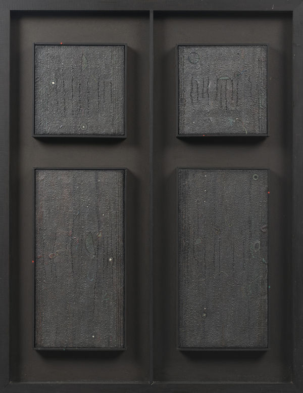 George Macpherson RSA Day and Night Mixed media canvas and wooden construction 114 x 88 cm