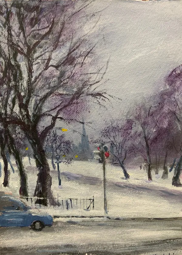 Henry Kondracki RSA Winter Trees Mixed media on paper 38 x 29 cm