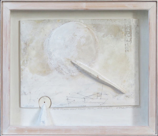 Will Maclean RSA Full Moon and White Fish / Loch Shell, 2019 Mixed media on board with found objects 35 x 41 x 5 cm