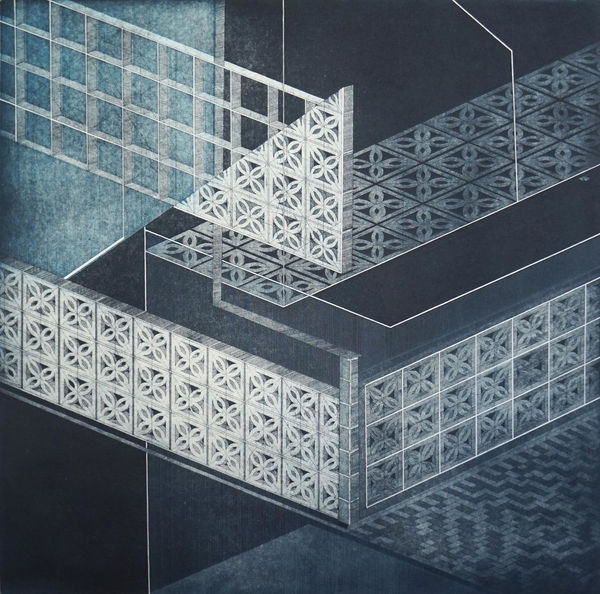 Bronwen Sleigh RSA Carnwath Avenue Hand coloured etching Work: 59 x 59 cm Framed: 69 x 69 x 3 cm Edition of 30