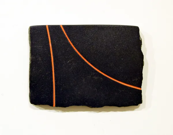 Jake Harvey RSA Two Lines IV, 2024 Basalt and enamel 26 x 18 x 3.5 cm