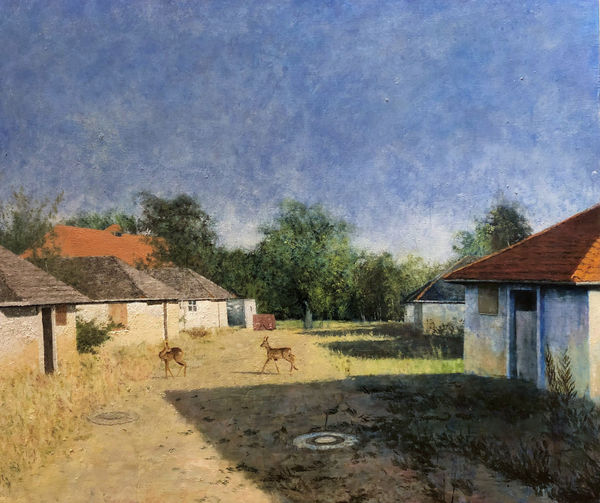 Mathieu Cardosi Olympic Village, Berlin, 2024 Oil on board 72.5 x 60 cm