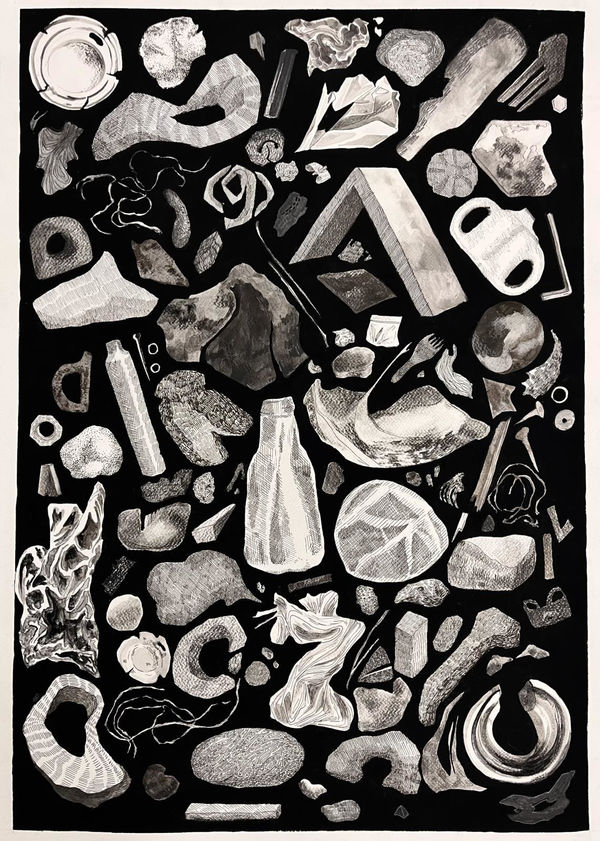 Aisling Smith Numinous Hoard, Glasgow, 2025 Pencil and ink on paper Unframed: 70 x 50 cm Framed: 85 x 65 cm