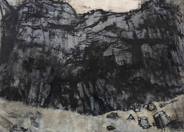 Kate Downie RSA Cave Painting in Carsaig I Painting / live performance 170 x 213 cm