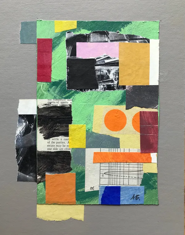 Alfons Bytautas RSA Mythos 6 Mixed media collage on card 25 x 19.5 cm