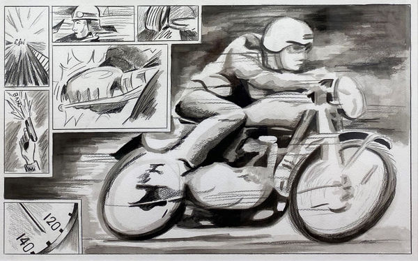 Alex Hayward 4. ZOOM! - Take On Me, A-ha, 1985, 2020 Pencil crayon, gouache and ink on paper Image size: 38 x 63 cm Frame size: 59 x 83 cm