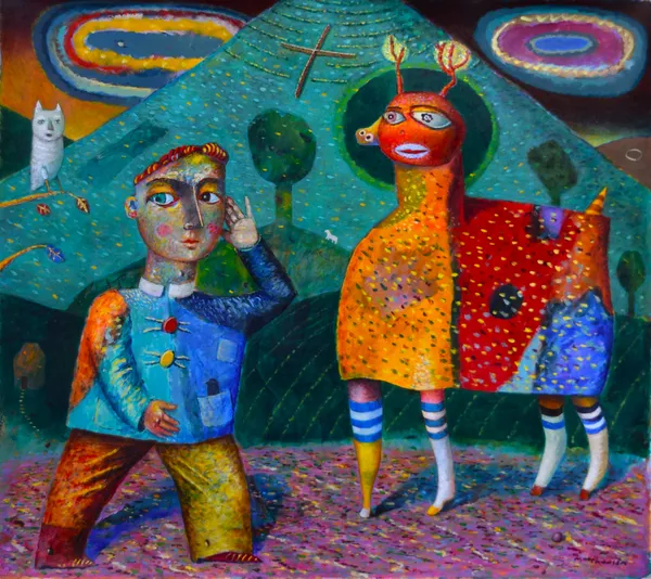 Neil MacPherson RSA, A Man Feeling Threatened by a Beautiful Deer, 2025