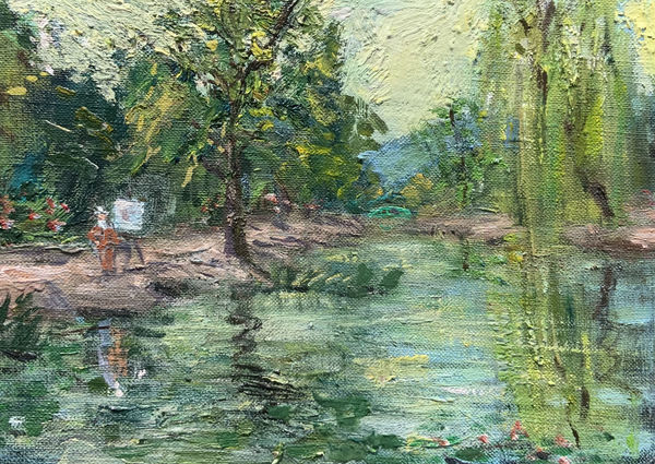 Henry Kondracki RSA Monet in his Garden Oil on panel 15 x 21 cm