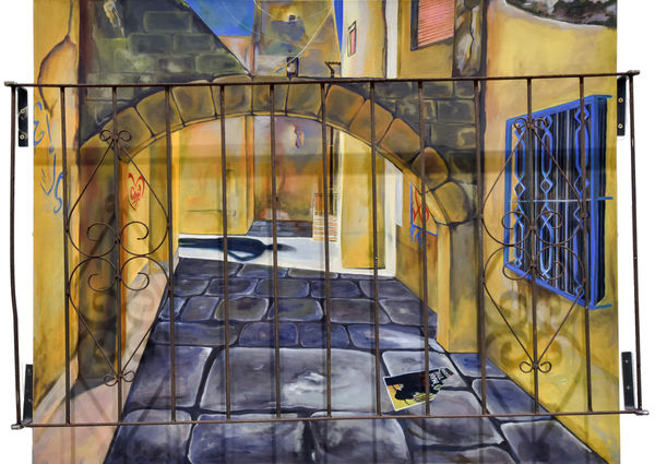 Sofia Hallström Kasbah, 2022 Oil on canvas with steel frame With frame: 160 x 88 x 15 cm Canvas: 152.4 x 121.9 x 3.8 cm