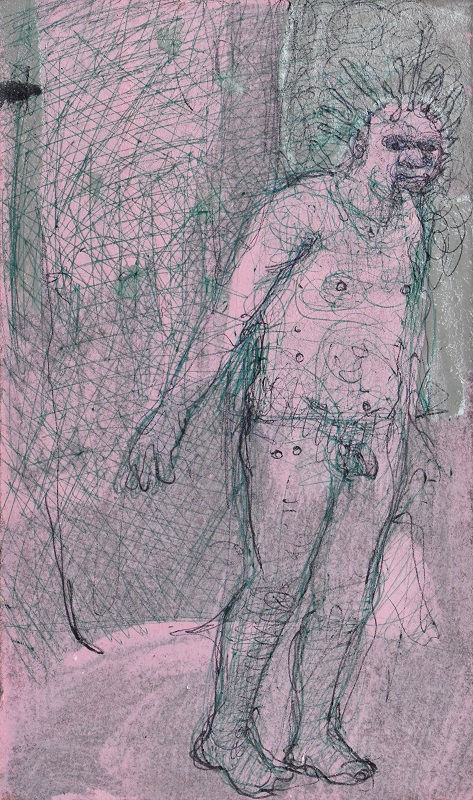 Robbie Bushe RSA The Neanderthal, 2019 Mixed media on panel 15 x 12.5 cm
