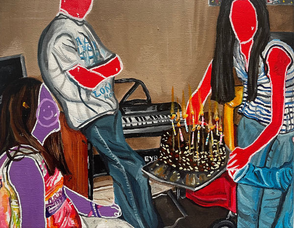 Rachel Glen The Birthday Curse 10, 2023-2024 Acrylic on canvas 25 x 20 cm