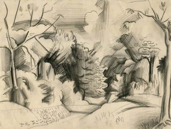 William Gillies RSA Avenue of Trees, With Water, c. 1913-16 pencil on paper 17.4 x 22.9cm