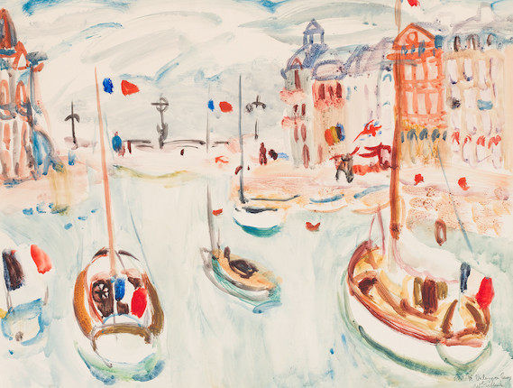 William Gillies RSA Boats at St Valery en Caux