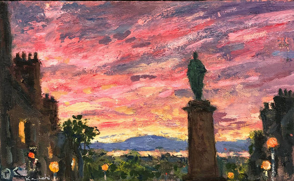 Henry Kondracki RSA Statue Oil on canvas 16 x 26 cm