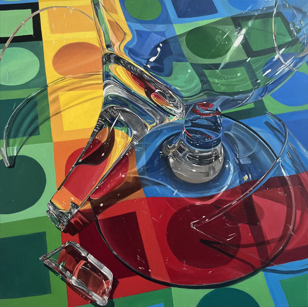 Katie Hillard Victor Vasarely broken glass Oil on canvas 50 x 50 cm