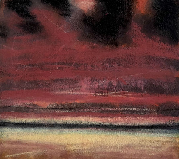 John Houston RSA Untitled (Purple Sky) Chalk pastel on paper Framed: 30.5 x 32 cm
