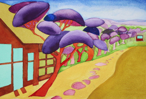 Elspeth Lamb RSA Tea House Watercolour 33 x 40 cm