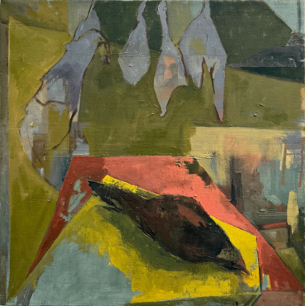 Jennifer Agricola Mojica Feathers Nu 1, 2023 Signed and dated on reverse Oil on linen 20 x 20 in 50.8 x 50.8 cm