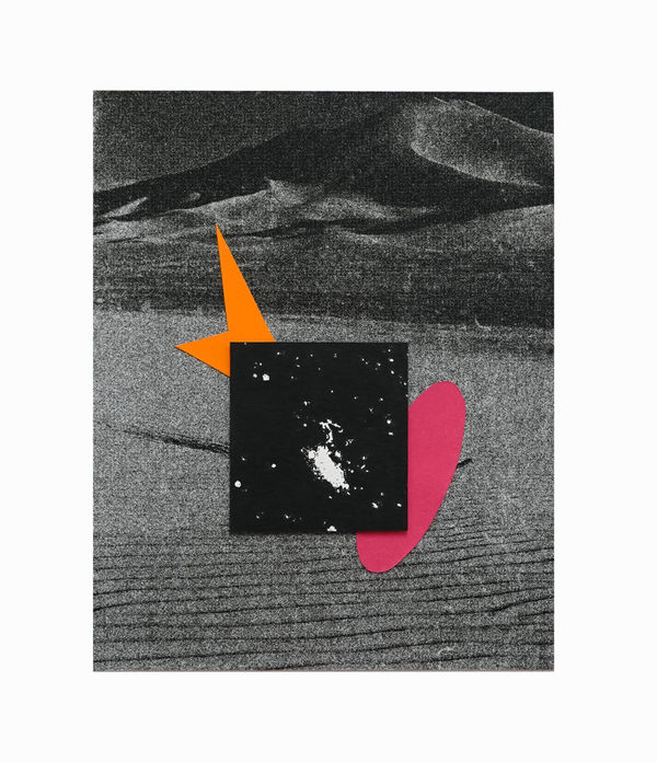 Eric Santoscoy-McKillip Stations (Legoretta UFO sand dune), 2024 Ink and colored pencil on paper and photograph 10 x 8 in 25.4 x 20.3 cm