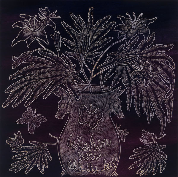 Richard 'Ricky' Armendariz Wishin You All the Best, 2020 Carved oil on birch plywood 24 x 24 in 61 x 61 cm