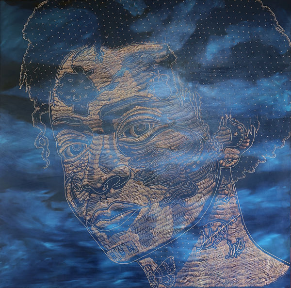 Richard 'Ricky' Armendariz Hun (Kara Walker), 2017 Carved oil painting on birch 48 x 48" 121.9 x 121.9 cm