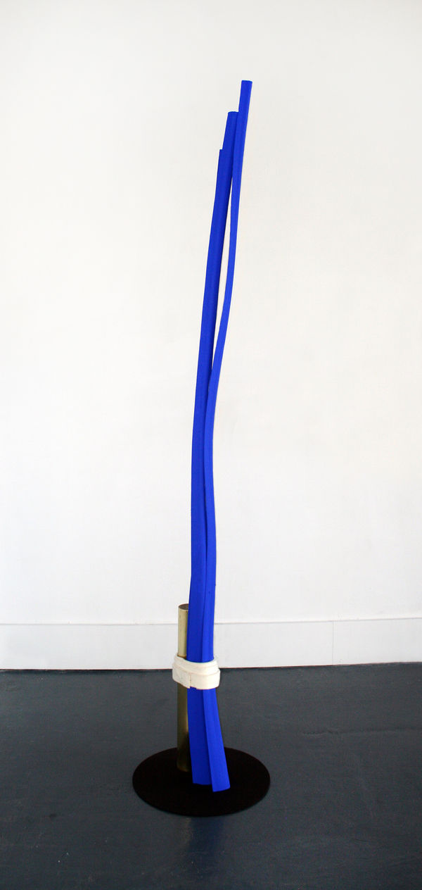 Jesse Amado Big Man Walking, 2019 Le Corbusier acrylic, virgin wool felt, brass on palm fronds 77.5 x 16 x 16 in 196.8 x 40.6 x 40.6 cm