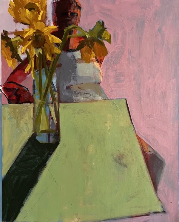 Jennifer Agricola Mojica Self-Portrait with Sunflowers, 2021 Oil on paper 20 x 16 in 50.8 x 40.6 cm