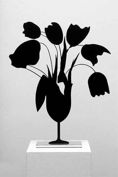 Donald Sultan, Black Tulips and Vase, April 5, 2014, 2014